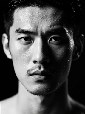 亚洲男性黑白肖像摄影图片